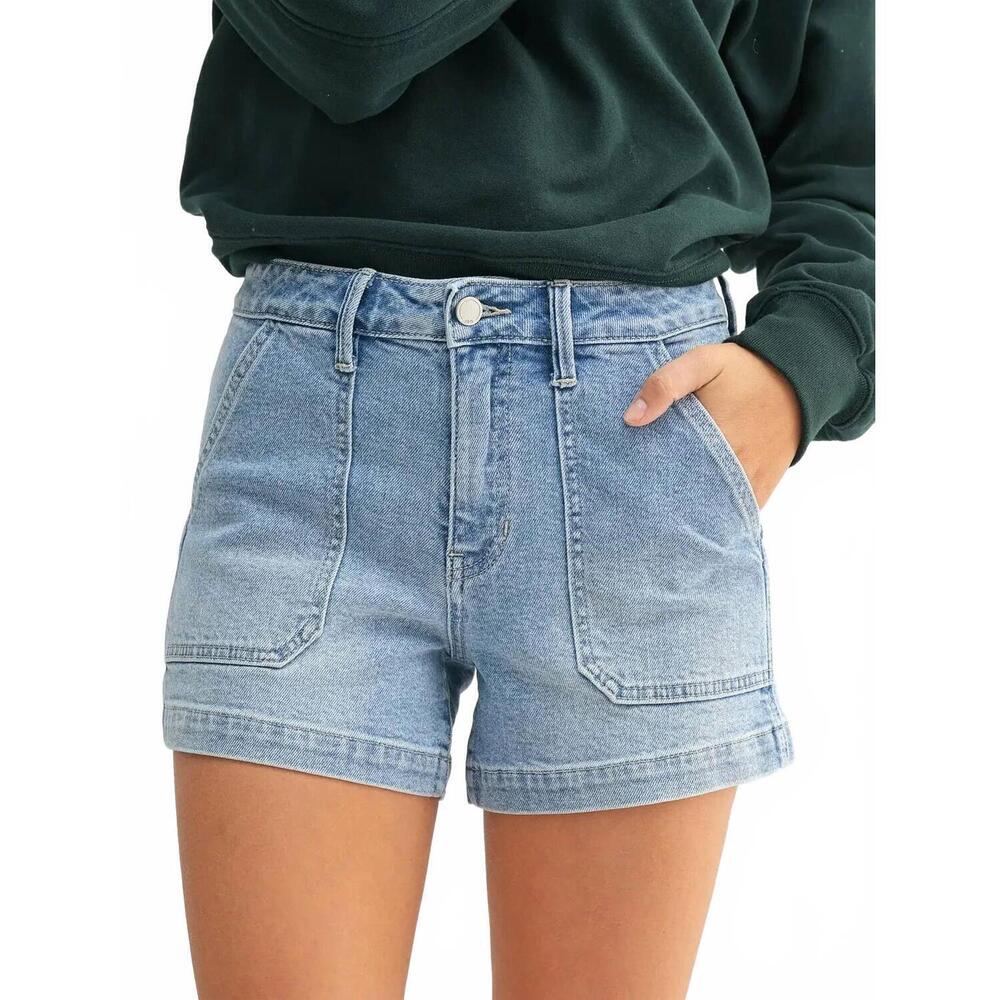 NEW JBD. hattie high-rise utility denim shorts in effortless light wash fit